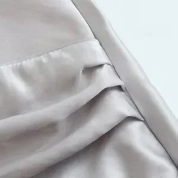 Zara Dove Gray Satin Bodysuit Strappy Sexy Wrap V-Neck Dressy Blouse Size XS - Picture 4 of 14